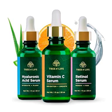 Tree of Life Beauty Facial Skin Care Set, Brightening, Firming, Hydrating, Dry Face, Dermatologist Tested - Trio Power Kit, Vitamin C, Retinol and Hyaluronic Acid, 3 count of 1 Fl Oz - Image 1