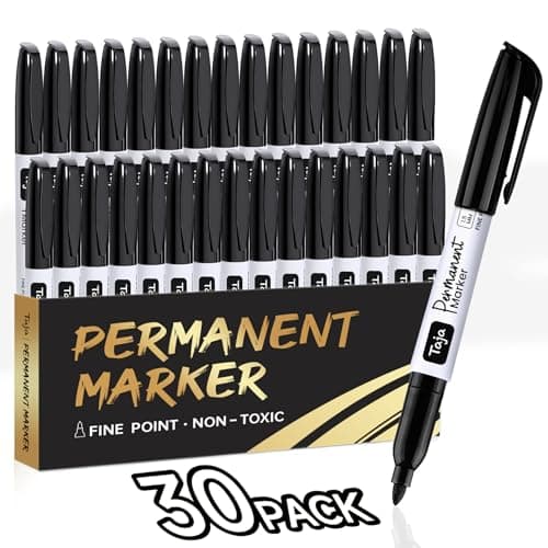 Permanent Markers Fine Tip, 30 Pack Black Quick-Drying and Fade-Resistant Permanent Markers Bulk Set for Writing and Drawing on Wood, Plastic, Metal, Glass, Stone, Ideal for Office School Supplies - Image 1