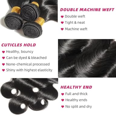 12A Human Hair Bundles 28 28 28 Inch Body Wave Bundles Human Hair 100% Unprocessed Brazilian Virgin Weave Bundles 3 Bundle Real Natural Black Wavy Human Hair Extensions 1B Bundles for Women - Image 3