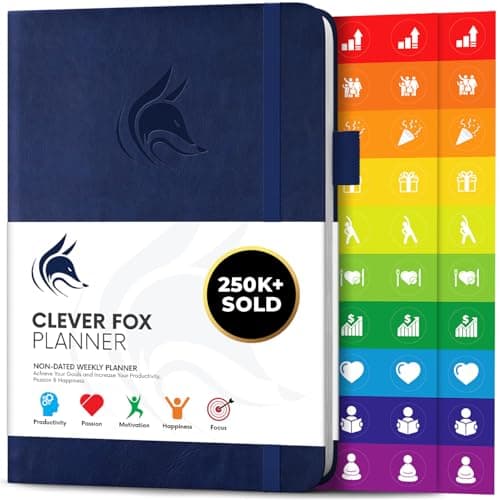 Clever Fox Planner – Undated Weekly & Monthly Planner for Productivity, Time Management & Goals – Organizer Journal – A5 (Dark Blue) - Image 1