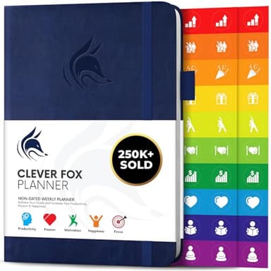 Clever Fox Planner – Undated Weekly & Monthly Planner for Productivity, Time Management & Goals – Organizer Journal – A5 (Dark Blue) - Image 1