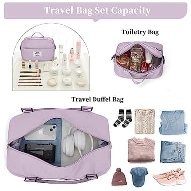 Weekender Bags for Women,Personal Item Travel Bag with Shoes Compartment,Overnight Travel Duffel Bag with Toiletry Bag - Image 3