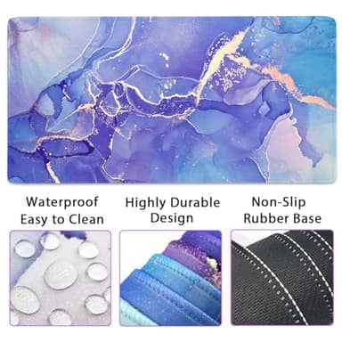 4-in-1 Gaming Mouse Pad Wrist Support Set，Desk Pad + Mouse Pad with Wrist Rest + Keyboard Wrist Rest + Coaster, Ergonomic Design for Home Office Study Game - Purple Marble - Image 3