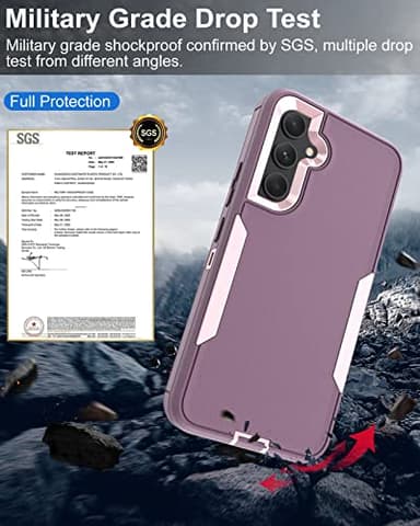 Dahkoiz Samsung Galaxy A54 5G Case, with Glass Screen Protector, Dust-Proof Port Cover, Magnetic Car Mount Support, Full Body Silicone Rubber Protection Phone Case for A54 6.4-Inch, Pink/Purple - Image 8