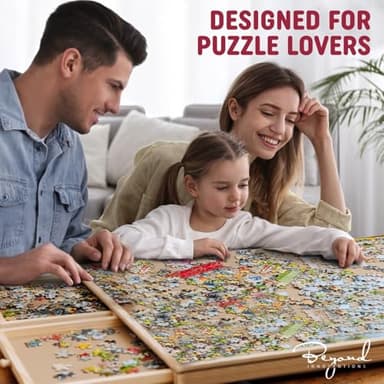 1000 Piece Wooden Jigsaw Puzzle Table - 4 Drawers, Rotating Puzzle Board | 30” X 22” Jigsaw Puzzle Board | Puzzles Cover Included - Portable Puzzle Tables for Adults and Kids by Beyond Innoventions - Image 9