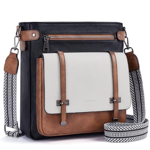 Roulens Crossbody Bags for Women,Multi Pocket Crossbody Purses Vegan Leather Shoulder Handbags Travel Purse Adjustable Strap - Image 1