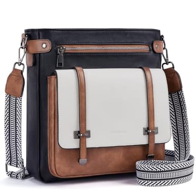 Roulens Crossbody Bags for Women,Multi Pocket Crossbody Purses Vegan Leather Shoulder Handbags Travel Purse Adjustable Strap - Image 1