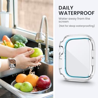 Tensea (2 in 1) for Waterproof Apple Watch Screen Protector Case Series 11/10 46mm Accessories, 360 Front and Back, iWatch PC Face Cover with Tempered Glass for Women Men, 46 mm - Image 4