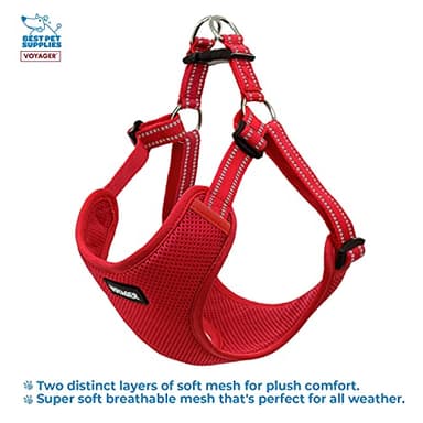 Best Pet Supplies Voyager Adjustable Dog Vest Harness Breathable No Pull Harness for Small, Medium, Large Dogs, Harness for Walking, Jogging, Easy Step-in, Reflective Stripes - Red, L - Image 3
