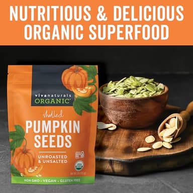 Viva Naturals Organic Pumpkin Seeds, 2 lb (32 oz, 907 g) – Shelled, Unroasted, Unsalted, Non-GMO, Vegan, Good Source of Iron & Dietary Fiber, Perfect for Salads - Image 4