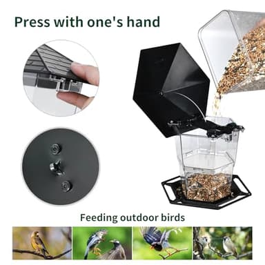 Jealoeur Bird Feeders for Outdoors Hanging Bird Feeder Wild Birds Seed, Black - Image 3