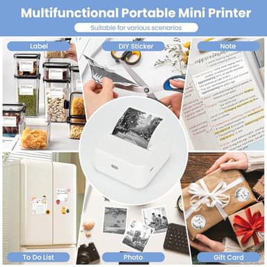 NHOWIN Sticker Printer, Thermal Sticker Maker with 4 Roll Paper Sticker Maker Machine Bluetooth Inkless Mini Label Maker for Student, Teacher, Home, School, DIY Creations, Sticky Scrapbook, Lists - Image 3