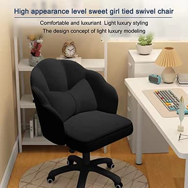 HDHNBA Vanity Chair Velvet Petal Desk Chair Upholstered Modern Tufted Home Office Chair with Back, Height Adjustable Computer Task Chair for Bedroom Living Room - Image 3