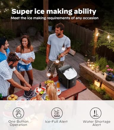 Nugget Ice Makers Countertop, Pellet Ice Machine with Self-Cleaning Function, Nugget Ice Machine Produces 33 lbs of Chewable Ice in 24 Hours, Sonic Ice Maker Perfect for Home Kitchens Party Camping - Image 5