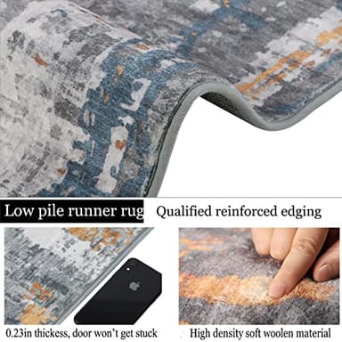 famibay Runner Rugs for Hallway 2x10 Runner Rug Non Slip Modern Hallway Rug Runner Printed Abstract Soft Low Pile Carpet Runners for Hallway Kitchen Entryway(Grey/Rust) - Image 5