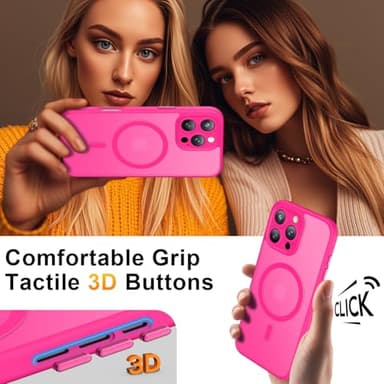 SEXYMOM Magnetic for iPhone 16 Pro Max Case with 2 Privacy Screen Protectors - Upgraded Camera Protection - Wireless Charging Compatible,21ft Drop Tested,Slim Fit Matte Phone Case - Hot Pink - Image 6