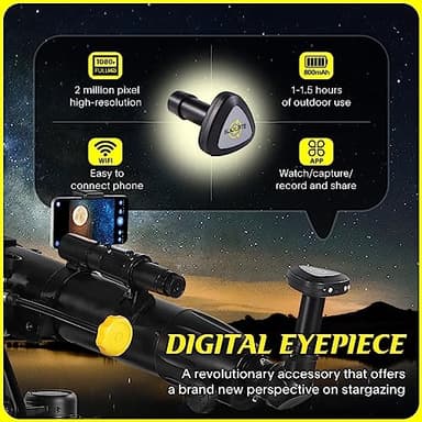 Telescope with Digital Eyepiece - Astronomy Refracting Telescope 90mm Aperture 900mm.For Beginners,Kids and Professionals, Vertisteel Altazimuth Mount, Powerful and Compact.Perfect for Observing Black - Image 2