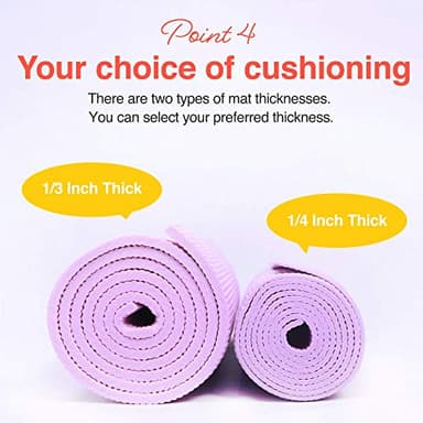 Primasole Yoga Mat with Carry Strap for Yoga Pilates Fitness and Floor Workout at Home and Gym 1/3 thick (Quartz Purple Color) PSS91NH010A - Image 4