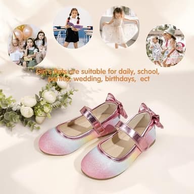 PANDANINJIA Toddler/Little Kid Girl's Angela Dress Mary Jane Ballet Flats Bow Flower Girl Wedding Party Ballerina Flat Shoes - Image 6