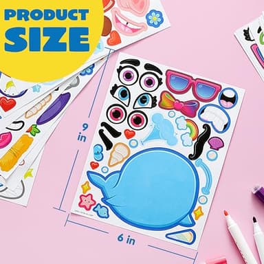 JOYIN 24 Sheets 9"x6" Make a face Stickers for Kids, Make Your Own Stickers with Unicorn, Dinosaur, Sea and Safari Animals, Party Favors Kids Crafts, Goodie Bags Stuffers Classroom Activities - Image 6