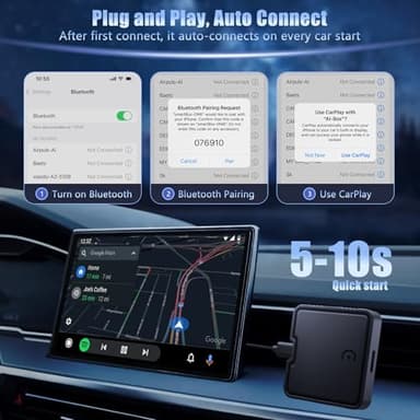 Crazygol Wireless CarPlay Adapter, Car Play Adapter with Netflix/YouTube/TF Card Plug & Play Dongle Support, USB Dongle for Android Auto from 2015&iPhone iOS10+ - Image 7