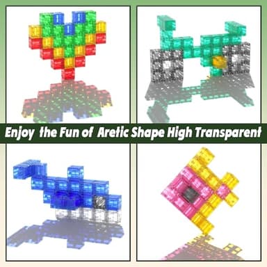 Magnetic Blocks Building Toys - Transparent Rainbow Magnetic Cubes Set, Outdoor Sensory Autism STEM Toys Gifts for Kids Aged 3+ Year Old Boys & Girls - Image 5