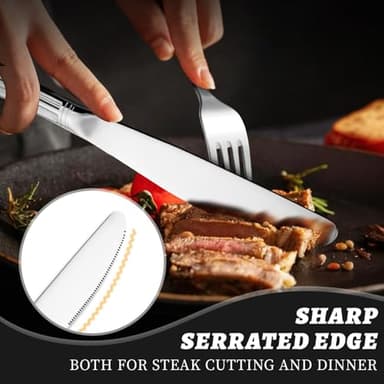 TIVOLI Silverware Set for 6, 30 Piece Heavy Duty Stainless Steel Flatware Utensils Cutlery Set Including Steak Knife Fork and Spoon, Dishwasher Safe, Gift Package for Wedding Housewarming (Silver) - Image 4