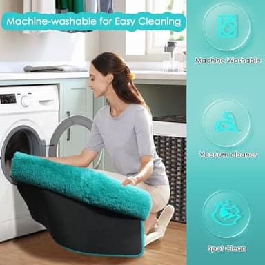 Amdrebio Blue Area Rugs for Bedroom, Fuzzy Fluffy Furry Rug 5x8 for Living Room, Cute Plush Shaggy Carpet for Kids Teen Girls Boys, Baby Light Turquoise Teal Rugs for Nursery Playroom Classroom Dorm - Image 3