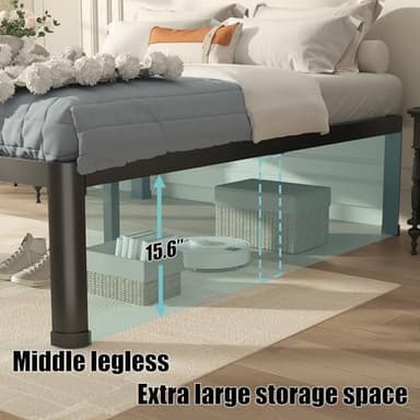 Yitong Angel 18 Inch Queen Bed Frame with Round Corner Edge Legs, 3500 lbs Heavy Duty Metal Platform Bed Frame Queen Size, Steel Slats Support/No Box Spring Needed/Noise Free/Non-Slip - Image 5