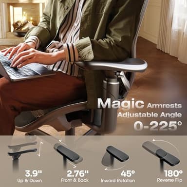 ELABEST T11 Ergonomic Office Chair,High Back Desk Chairs with Separate Lumbar Support,Magic Armrests,Adjustable Wide Headrest,Comfy Executive Computer Chair,Big and Tall Mesh Chair for Home Office - Image 3
