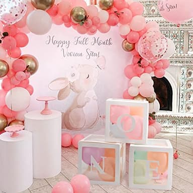 TECKED First Birthday Decorations For Boy Or Girl, 3 Pcs ONE Balloon Boxes For 1st Birthday, Baby Clear Blocks Party Decor With ONE Letters For Photoshoot Props, Cake Smash Backdrop - Image 6
