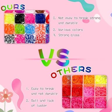 XKDOUS 24 Colors Rubber Band Bracelet Kit, Rubberband Bracelet Making Kit for Kids Ages 6+ - Image 7