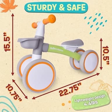 Baby Balance Bike for 1 Year Old Boys Girls 12-24 Month Toddler Balance Bike, Storage Basket, 4 Wheels and Adjustable Seat, Toddler First Bike, First Birthday Gifts - Image 6