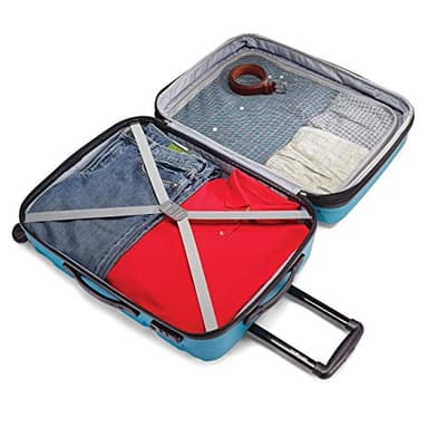 Samsonite Omni PC Hardside Expandable Luggage with Spinner Wheels, Caribbean Blue, Checked-Medium 24-Inch - Image 3