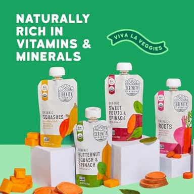 Serenity Kids 6+ Months Veggie Puree Organic Baby Food Pouches - No Added Sugar, Allergen-Free & BPA-Free Baby Snacks - 3.5 Oz, 8 Pack - Image 4