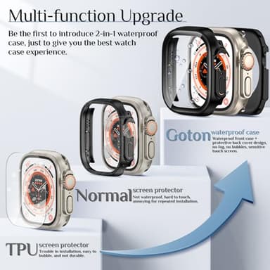 Goton 2 in 1 Waterproof Case for Apple Watch Ultra 3/2/1 Screen Protector 49mm, 360 Protective Glass Face Cover Hard PC Bumper + Back Frame for iWatch Ultra Accessories 49 mm, Clear - Image 3