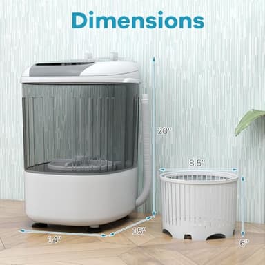 Giantex Portable Mini Washing Machine, 5.5 lbs Capacity Small Compact Laundry Washer with Spin Tub & Drain Hose, Semi-automatic Washer Machine for Apartment Dorms RV Home (Grey) - Image 3