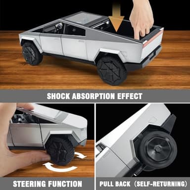 Truck Toy Model: 1/32 Diecast Metal Toy Trucks with Lights and Sounds, Mini Vehicles Toys for Boys, Ages 3 and Up (Silver) - Image 5