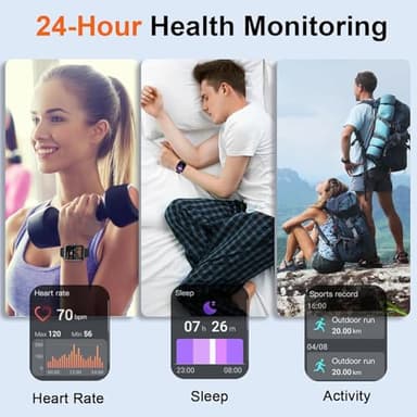 Smart Watch for Men Women(Answer/Make Calls), 1.96" HD Smartwatch, Fitness Tracker with 110+ Sport Modes, IP68 Waterproof, Heart Rate/Sleep/Step Monitor, Pedometer, Activity Tracker for Android iOS - Image 4