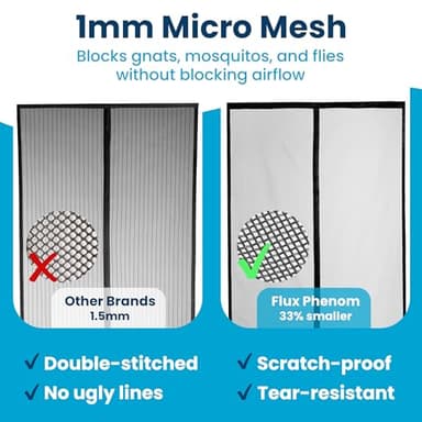 Flux Phenom Magnetic Screen Door - Bugs Out, Breeze in - 9min Install Auto-Sealing Heavy Duty Double Stitched Mesh, 52 Magnets, Hands Free Sliding & Patio Doors Net, Pet & Kid Friendly, 38 x 82 Inch - Image 5
