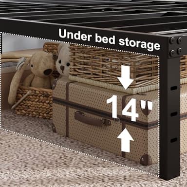 Upcanso 16 Inch Cal King Bed Frame with White Skirt Cover, Metal California King Bed Frames with Storage, No Box Spring Needed, Heavy Duty, Easy Assembly, Noise Free, Mattress Foundation - Image 7