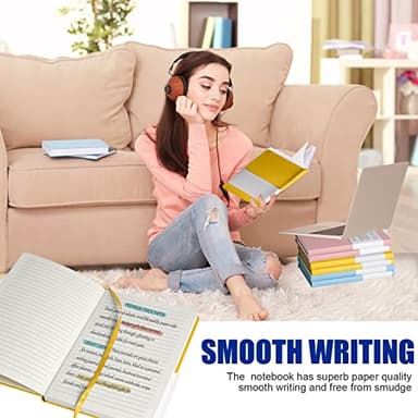 EMOMAS Lined Journal Notebook, 6Pack(bright yellow), 160 Pages, Medium 5.7 inches x 8 inches - 100 gsm Thick Paper, Hardcover - Image 6