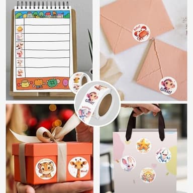 3 Rolls Animal Stickers for Kids, 1500 PCS Kids Stickers Bulk for Toddlers 2-4, 24 Designs Farm/Ocean/Wild Cute Sticker with Motivational Words for Kid Reward, School Supplies (1.0 Inch - Image 8