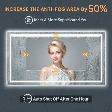 SOGOLINE 55x30 Inch Lighted Bathroom Mirror for Wall, Tempered Glass Smart Led Bathroom Mirror with Anti-Fog, Stepless Dimmable, 3 Colors, Memory, Brighter Led Bathroom Vanity Mirror - Image 5