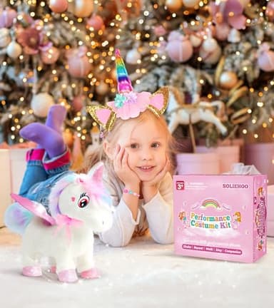Unicorn Toys for Girls Age 4-6 Unicorn Gifts, Walking Talking Singing Interactive Toy, Remote Control Plush Unicorn Pet Care Toy, SOLIEHOO Unicorn Dress up Clothes for Toddler Girls Kids 3 4 5 6 Years - Image 8