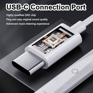 2 Packs USB C Headphones for iPhone 16/15 Phone Earbuds with Microphone & Volume Control HiFi Stereo Type C Earphones for Galaxy S23/S22/S21/S20/Ultra Note 10/20, for Pixel 7/6/6a/5/4,for OnePlus 9 8 - Image 6