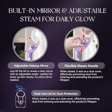 ANLAN Facial Steamer, High-Speed Nano steam, Deep Cleansing, Pore ​​Care, Repairs and Strengthens Skin's Foundation, Facial Humidifier, Home Facial spa, Hydrating Moisturizing, Sensitive Dry Skin spa - Image 3