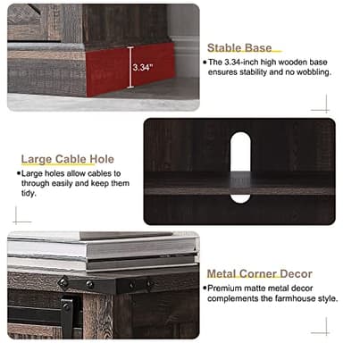 OKD Farmhouse TV Stand for 75 Inch TV with Sliding Barn Door, Rustic Wood Entertainment Center Large Media Console Cabinet Long Television Stands for 70 Inch TVs, Dark Rustic Oak - Image 3