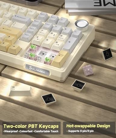 SOLAKAKA KI99 Pro 96% Wireless Mechanical Keyboard, RGB Gaming Keyboard, Hot-Swappable Pre-Lubed Switches, Gasket Structure Creamy Keyboards (Beige-White, Non-Silent Version) - Image 4