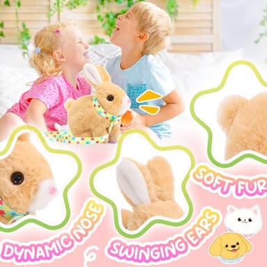 Tagitary Plush Toys Bunny Electronic Toy with Sounds,Wiggling Ears,Hopping,Twitching Mouth and Nose, Interactive Rabbit Toy for Kids with Leash,Easter Birthday Gift for Toddlers Kids - Image 5